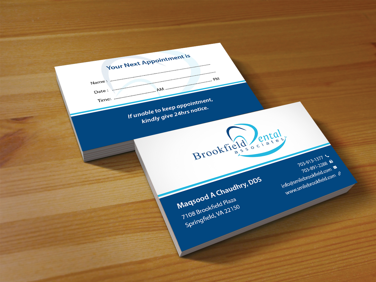 Business Card Design by Creations Box 2015 for brookfield dental associates | Design #8765894