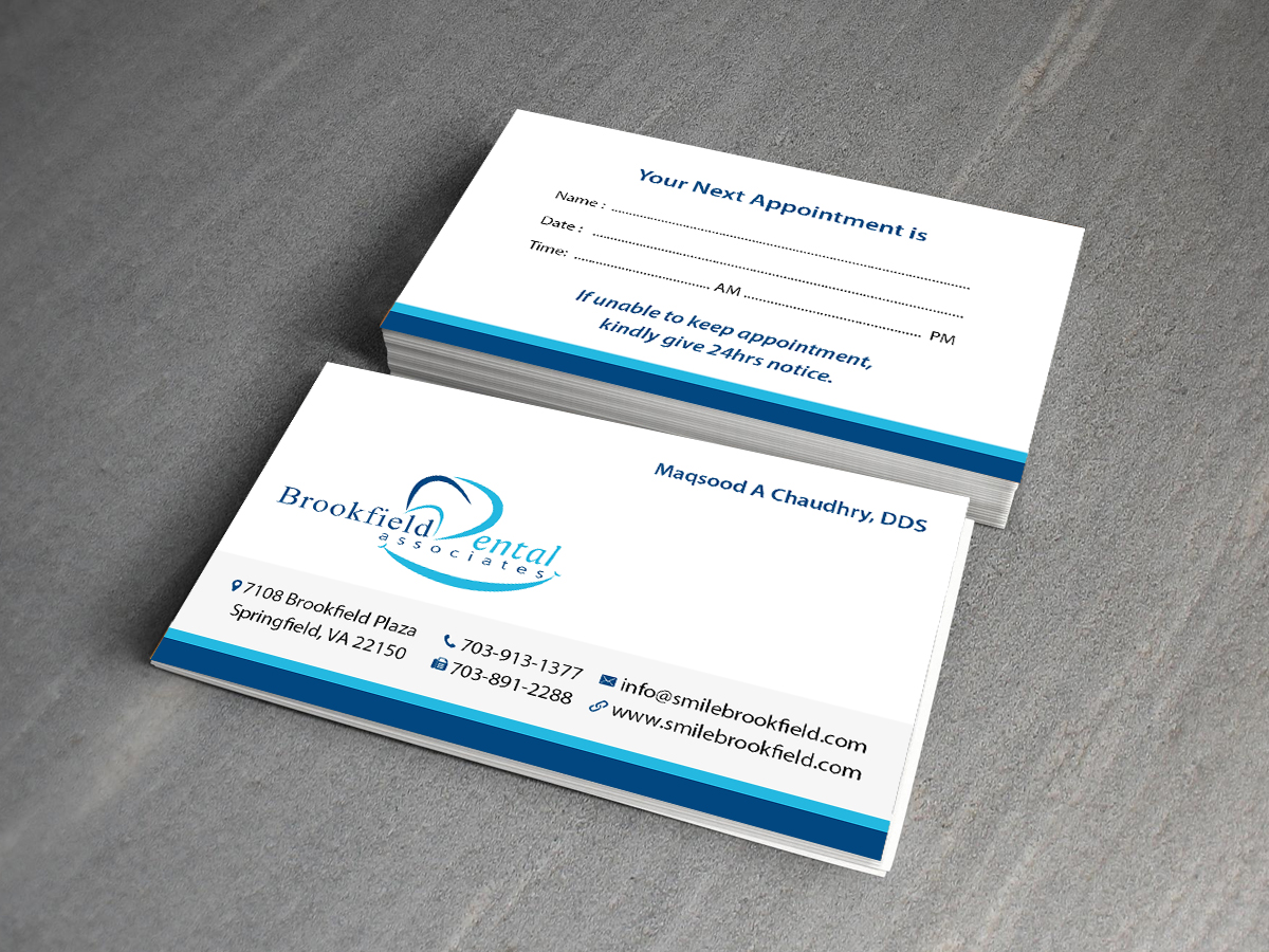 Business Card Design by Creations Box 2015 for brookfield dental associates | Design #8765896