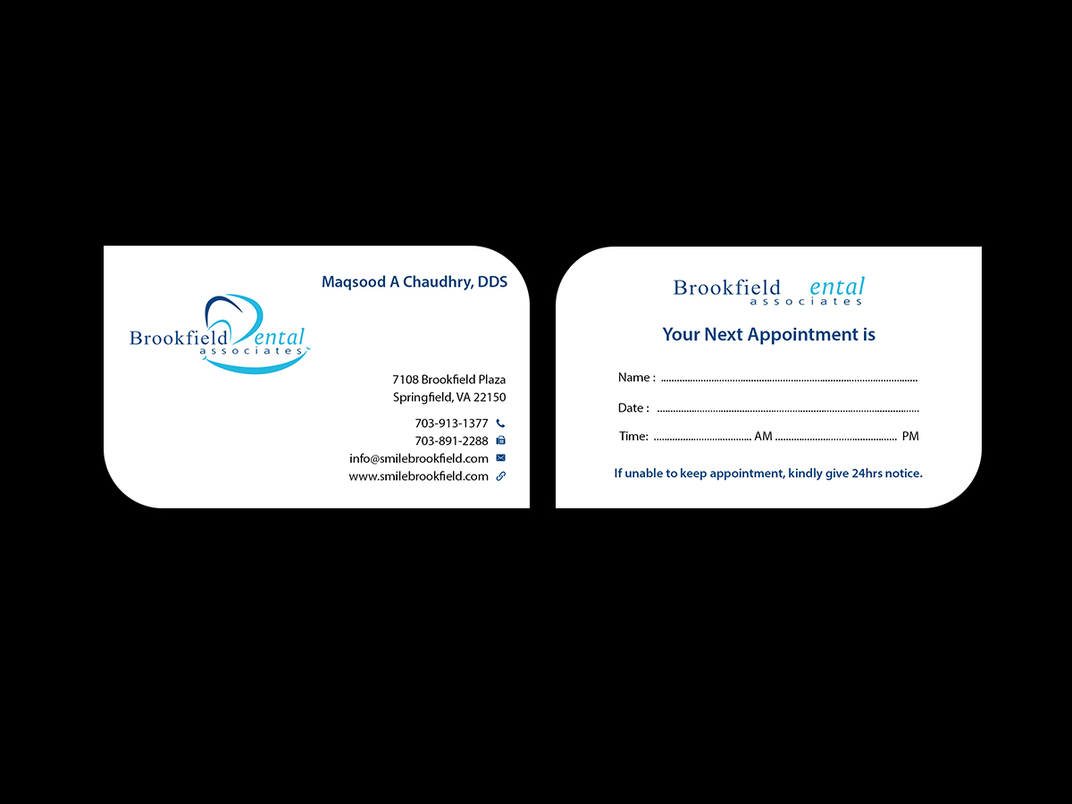 Design de Carte de Visite par Creations Box 2015 pour brookfield dental associates | Design #8765897