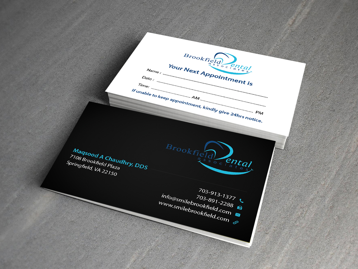 Business Card Design by Creations Box 2015 for brookfield dental associates | Design #8765901