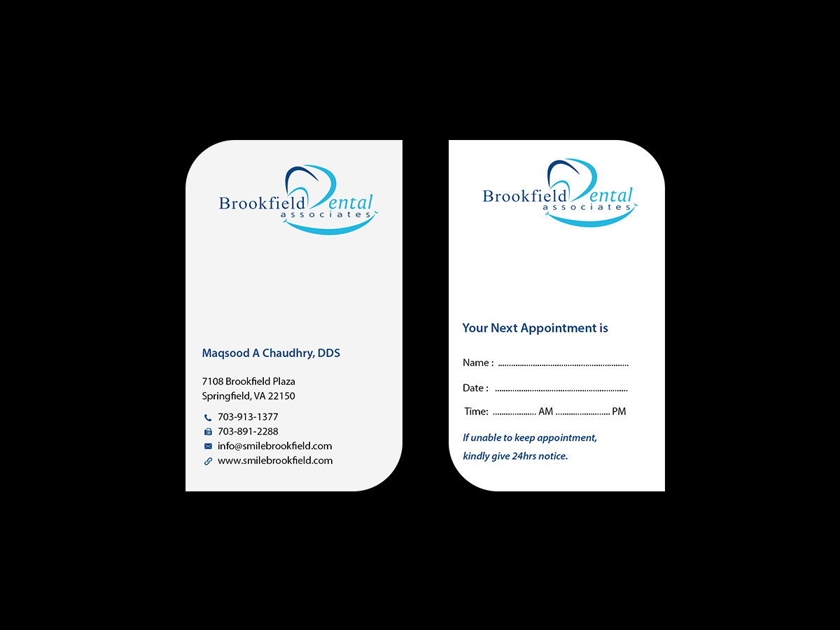Business Card Design by Creations Box 2015 for brookfield dental associates | Design #8765902