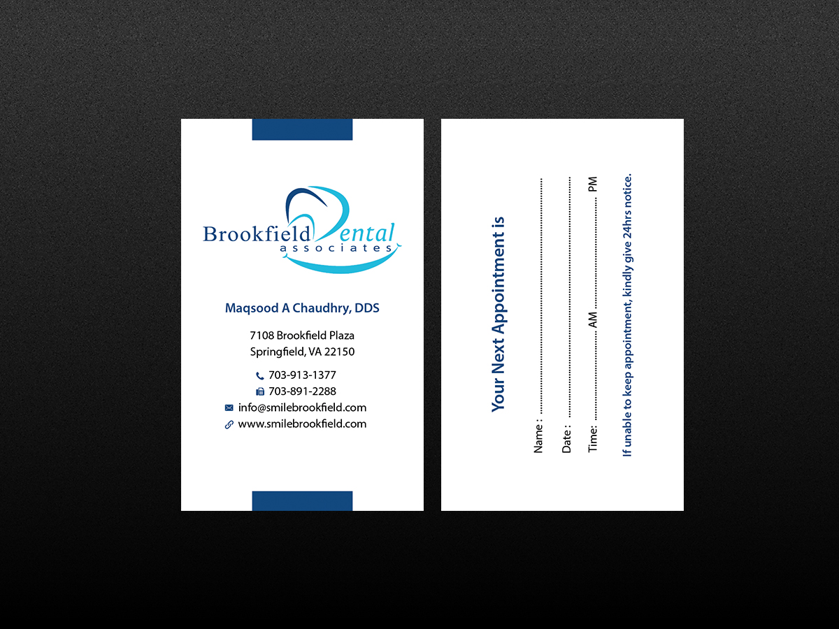 Diseño de Tarjeta de Presentación por Creations Box 2015 para brookfield dental associates | Diseño #8765913