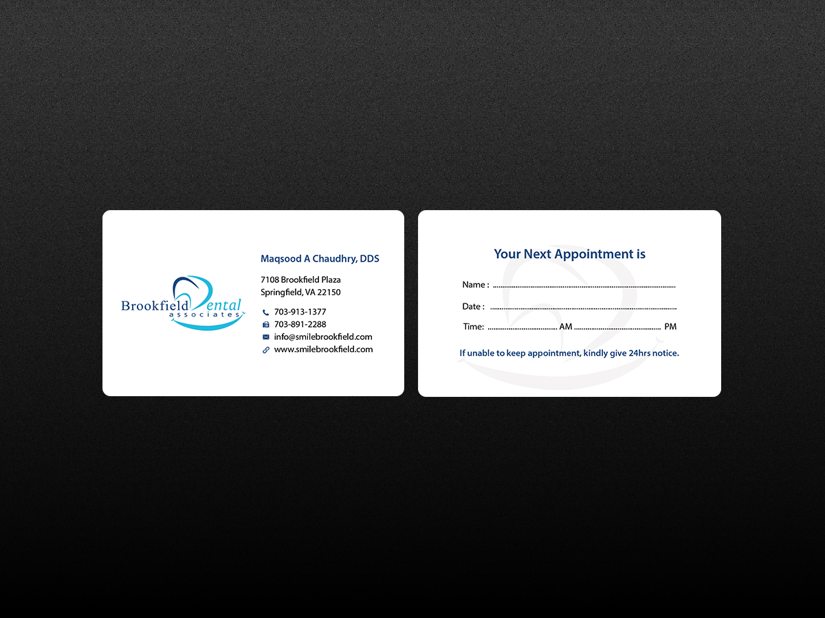 Business Card Design by Creations Box 2015 for brookfield dental associates | Design #8765914