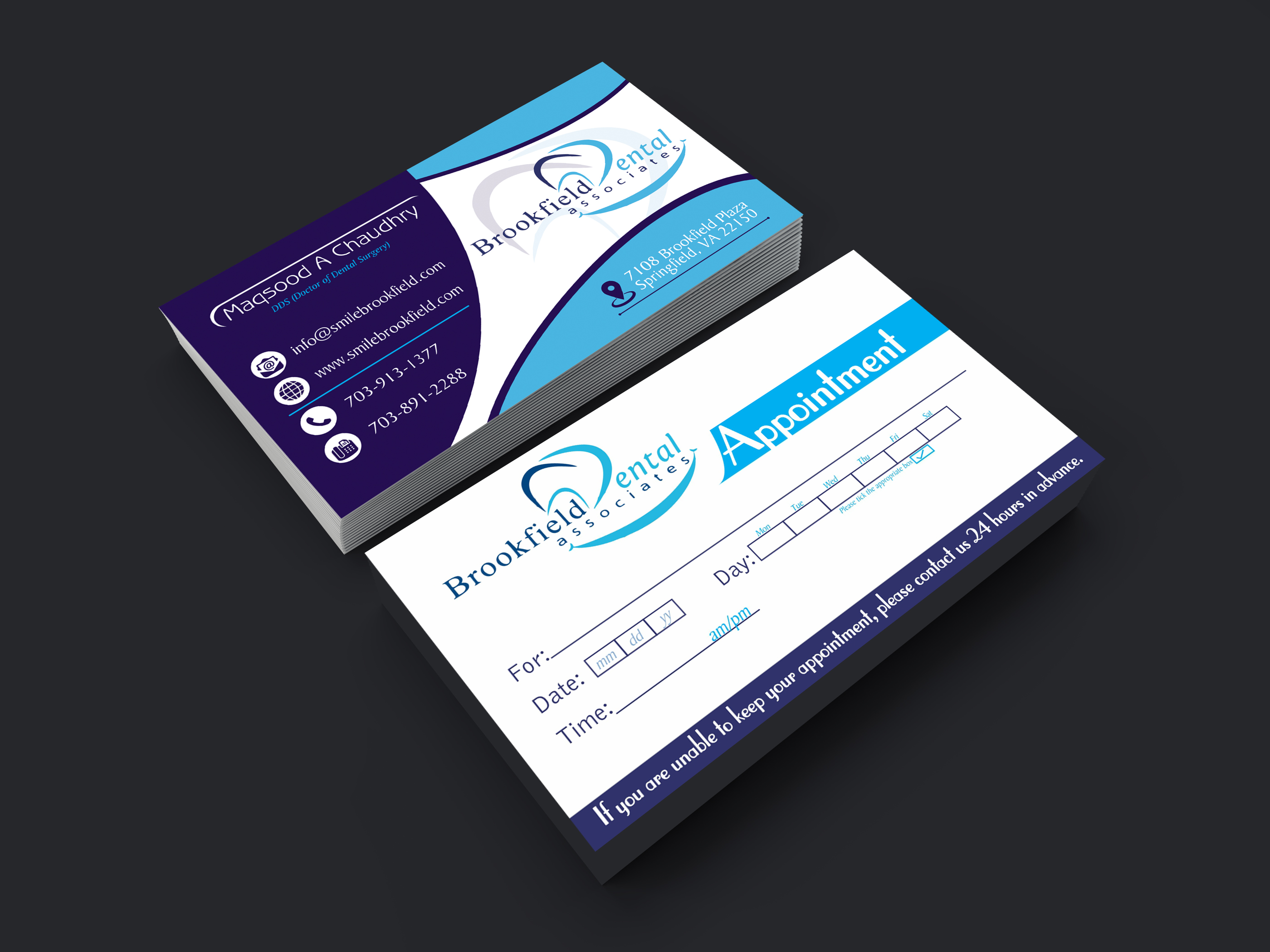 Diseño de Tarjeta de Presentación por Creativ Houz para brookfield dental associates | Diseño #8769720