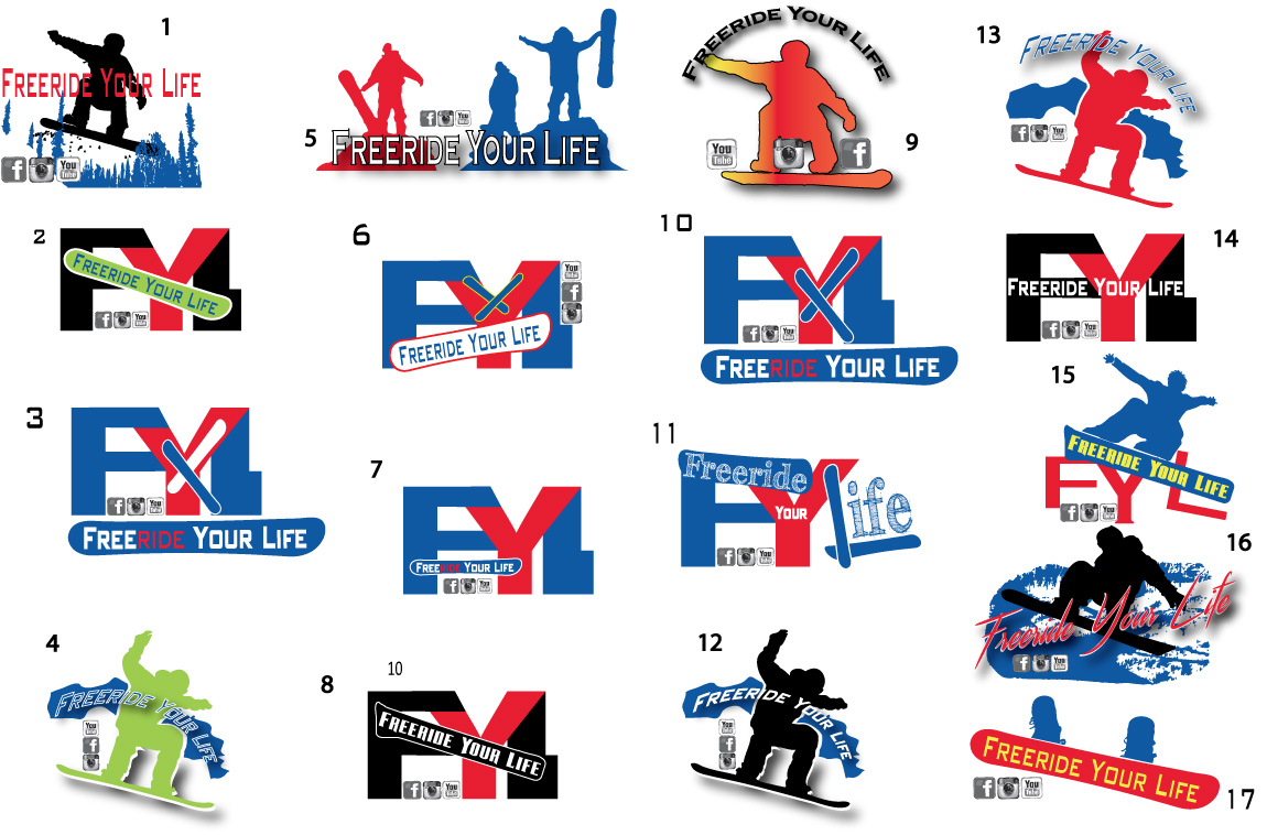 Logo Design by fourdog123 for Freeride Your Life | Design #8803391