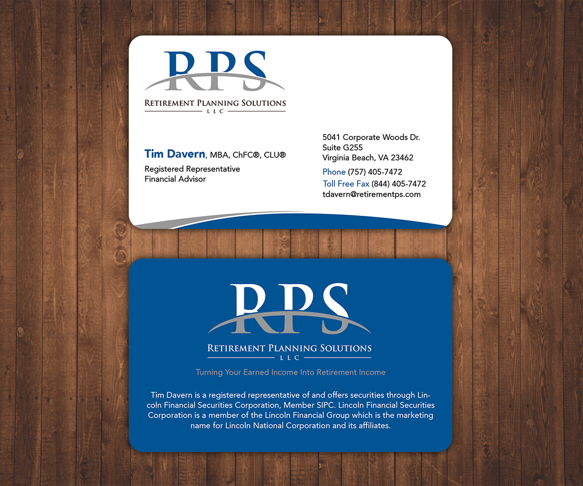 Business Card Design by Stylez Designz for Retirement Planning Solutions | Design #9193343
