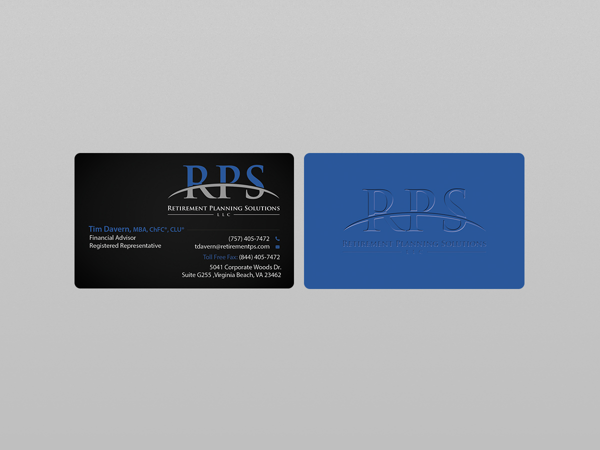 Business Card Design by Creations Box 2015 for Retirement Planning Solutions | Design #9169247