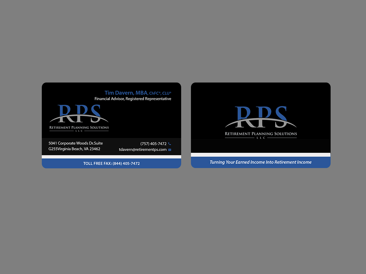 Business Card Design by Creations Box 2015 for Retirement Planning Solutions | Design #9169273