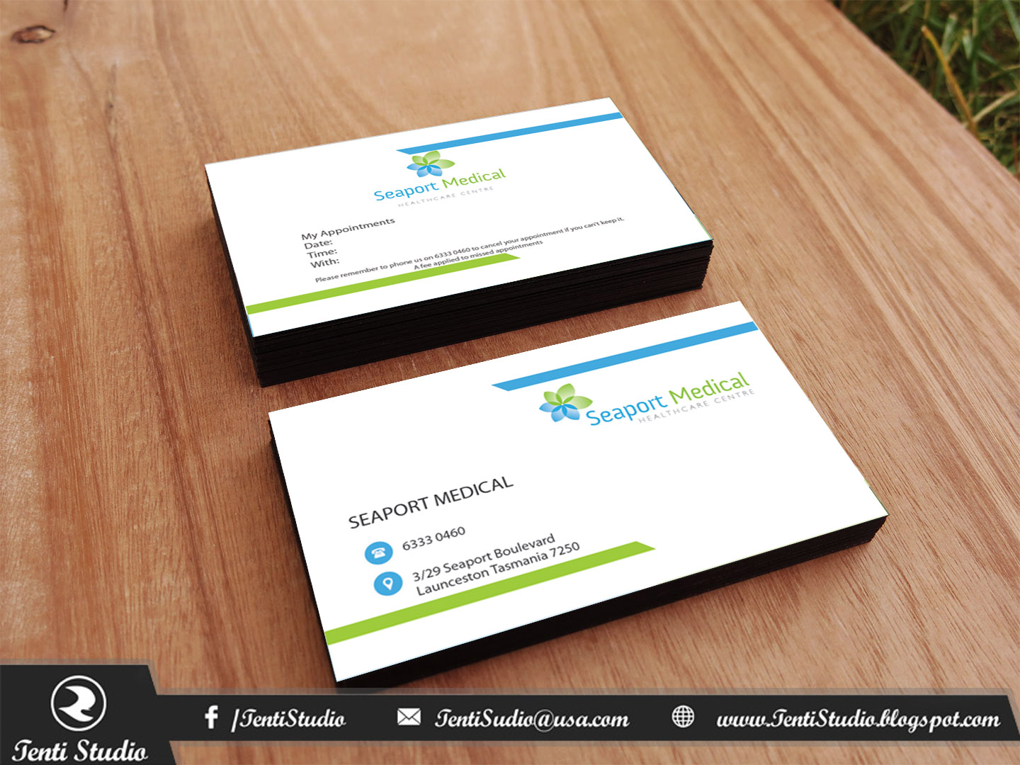 Visitenkarten-Design von Tenti Studio für Seaport Medical Healthcare Centre | Design #8768214
