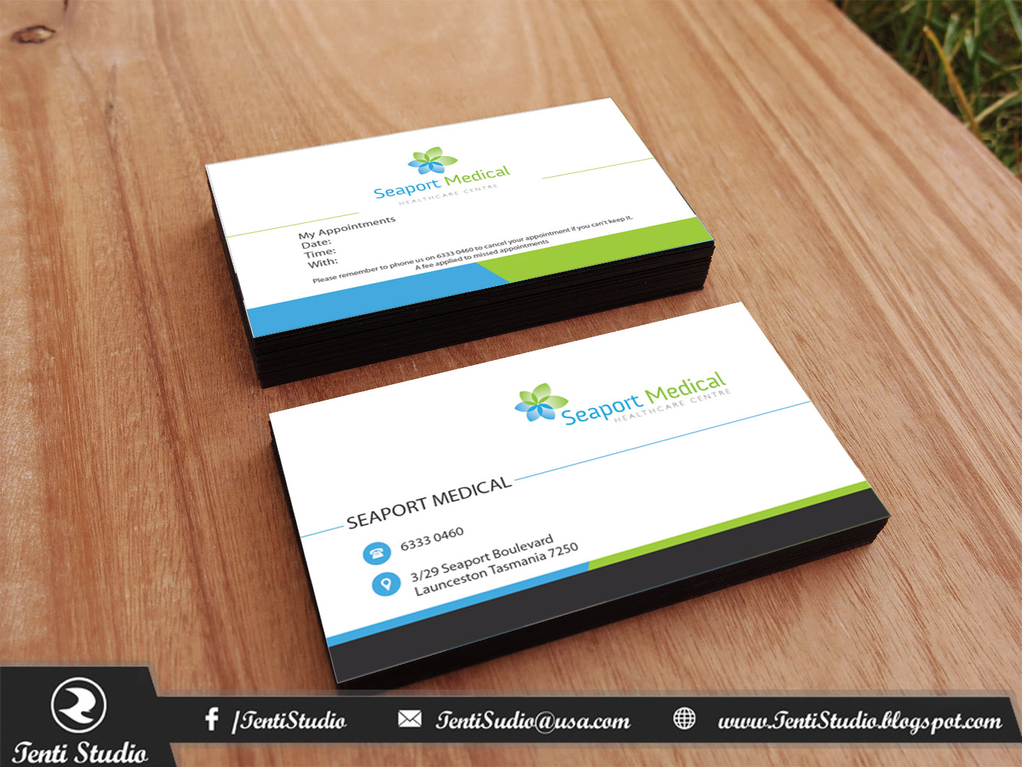 Visitenkarten-Design von Tenti Studio für Seaport Medical Healthcare Centre | Design #8768225