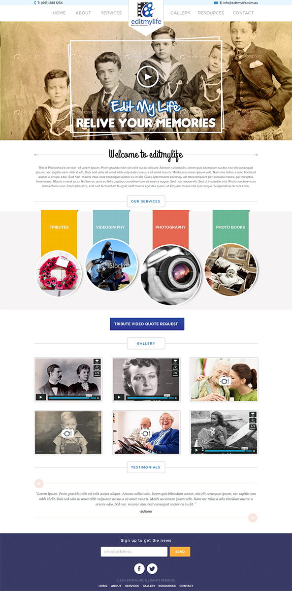 Web Design par Mayank Patel pour Edit My Life Pty Ltd | Design #2130636