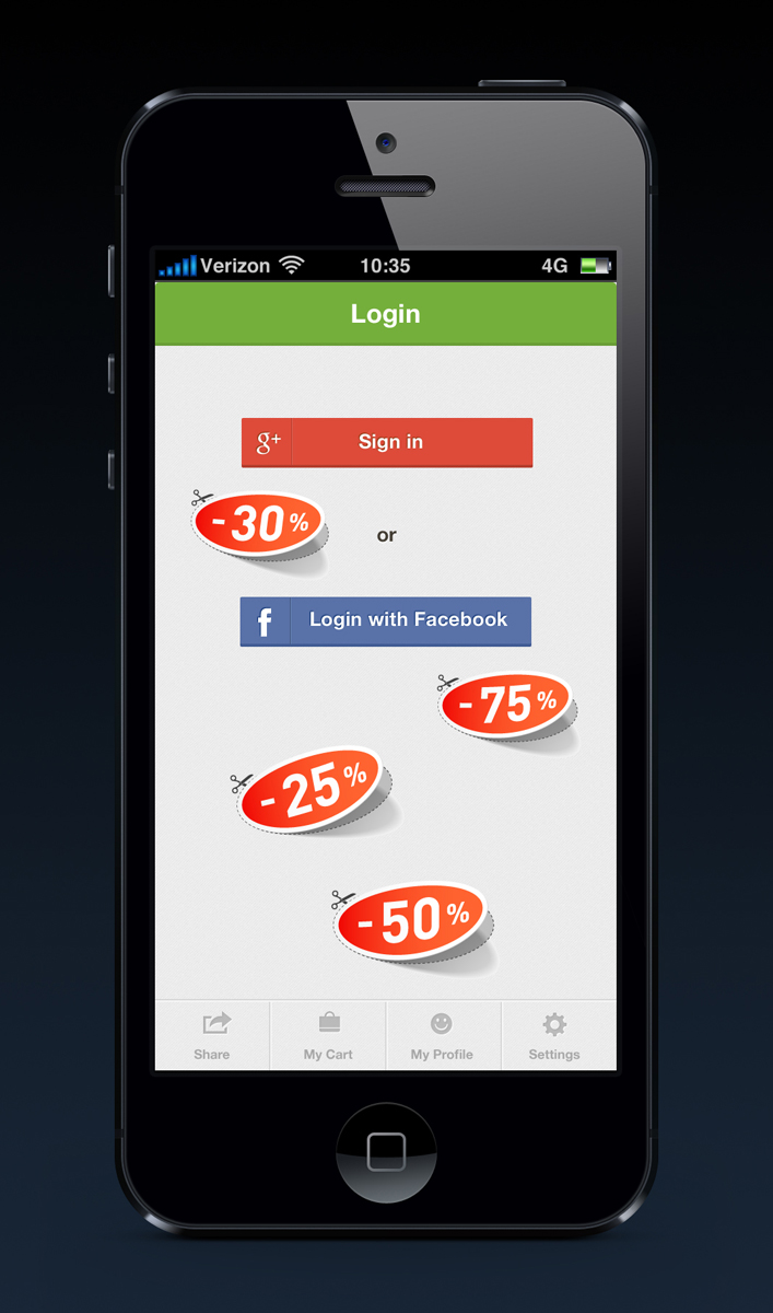 App Design by Violeta Pironkova for Deals App | Design #2014954