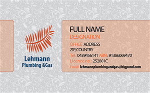 Business Card Design by Ridwan for Lehmann Plumbing and Gas | Design: #2032006