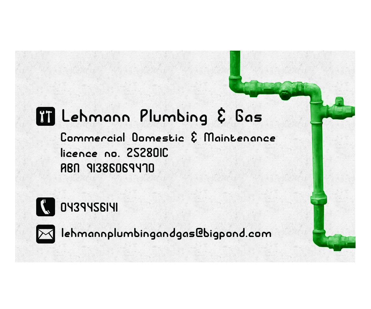 Business Card Design by Andrea Kis for Lehmann Plumbing and Gas | Design #2026947