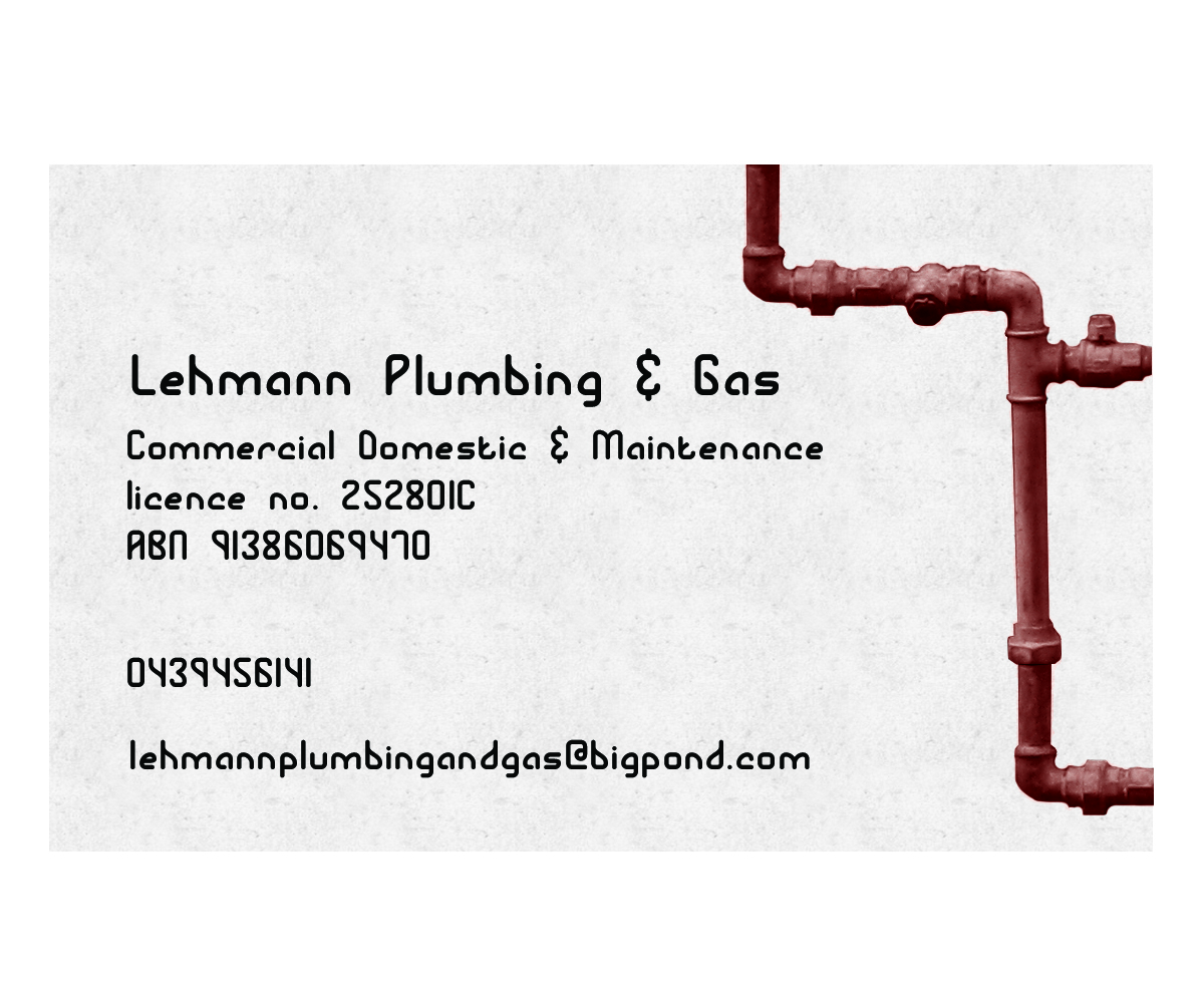 Business Card Design by Andrea Kis for Lehmann Plumbing and Gas | Design #2026968