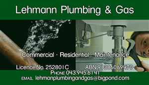 Diseño de Tarjeta de Presentación por HaggisDesign para Lehmann Plumbing and Gas | Diseño #2015986