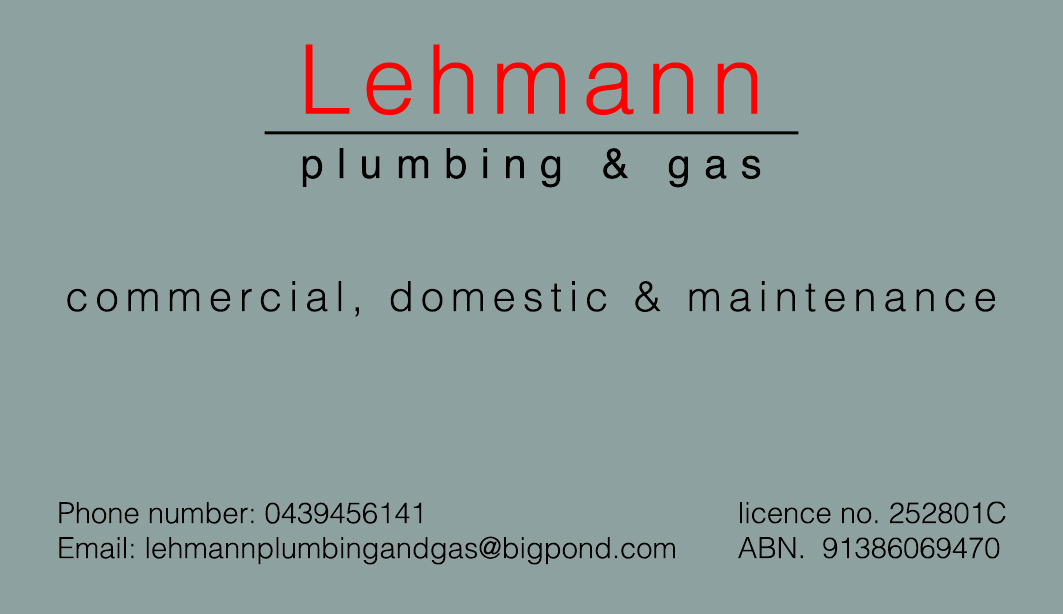 Business Card Design by VooDoo designs  for Lehmann Plumbing and Gas | Design #2014312