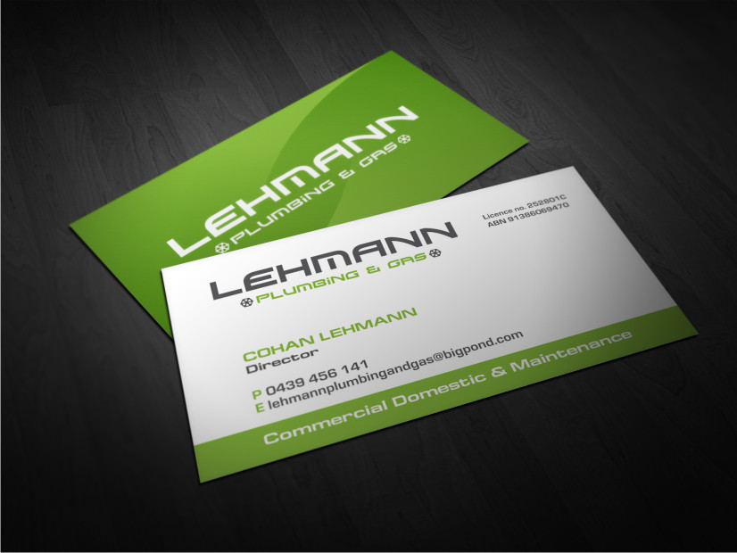 Business Card Design by Atvento Graphics for Lehmann Plumbing and Gas | Design #2013601
