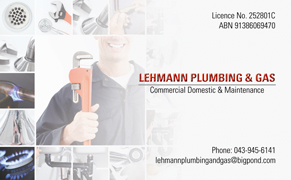 Business Card Design by Designer Nagendra for Lehmann Plumbing and Gas | Design #2013599
