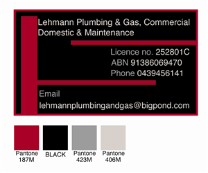 Business Card Design by Christopher Brennan Designs for Lehmann Plumbing and Gas | Design: #2020452