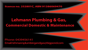 Diseño de Tarjeta de Presentación por Hullya para Lehmann Plumbing and Gas | Diseño #2016052