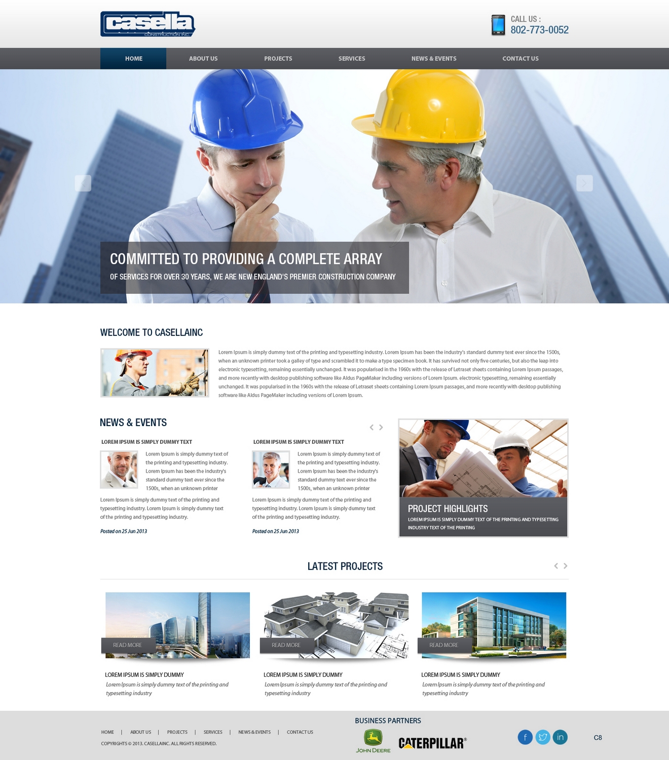 Wordpress Design by pb for Casella Construction, Inc. | Design #2020881