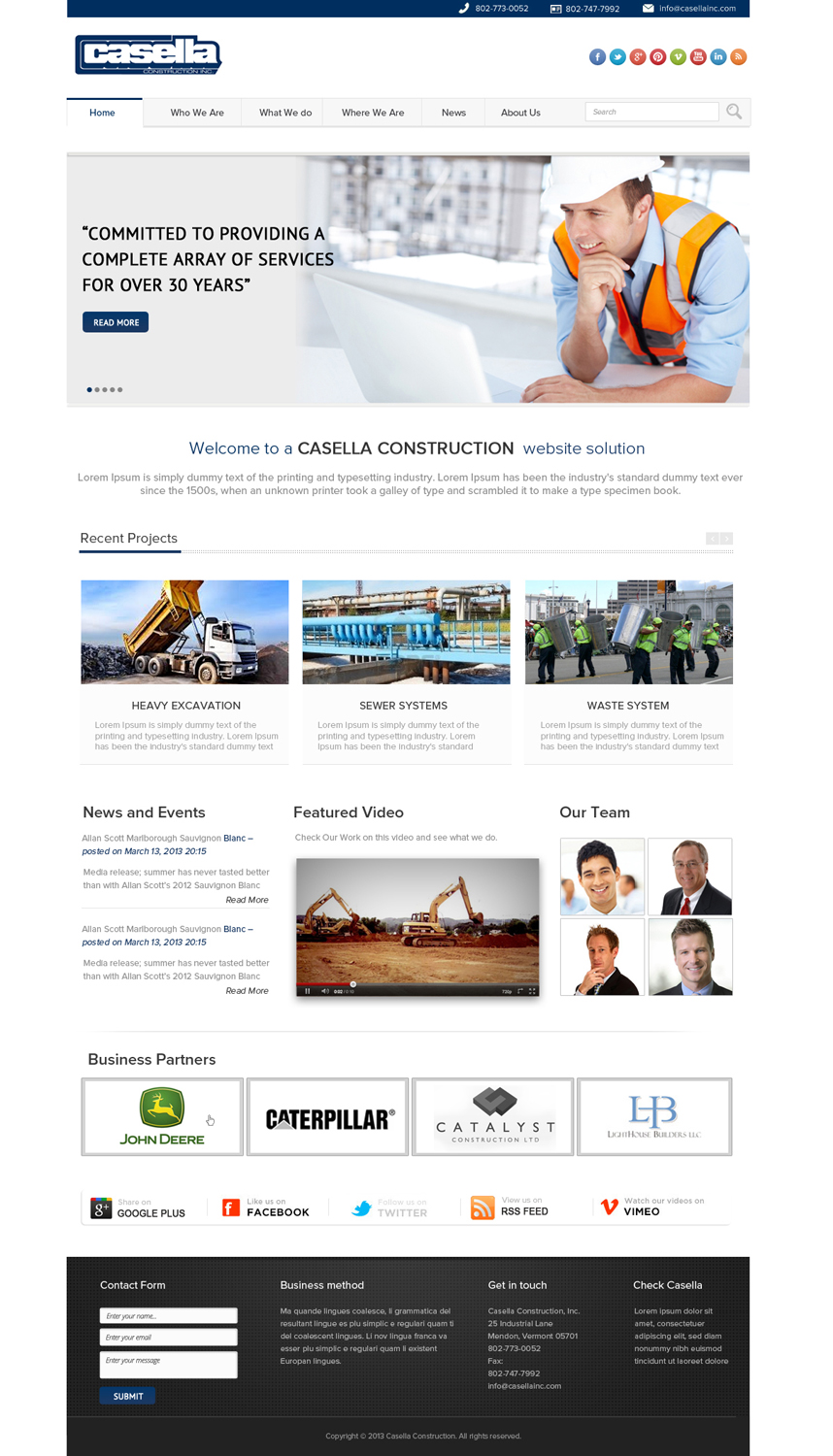 Wordpress Design by OM for Casella Construction, Inc. | Design #2051320
