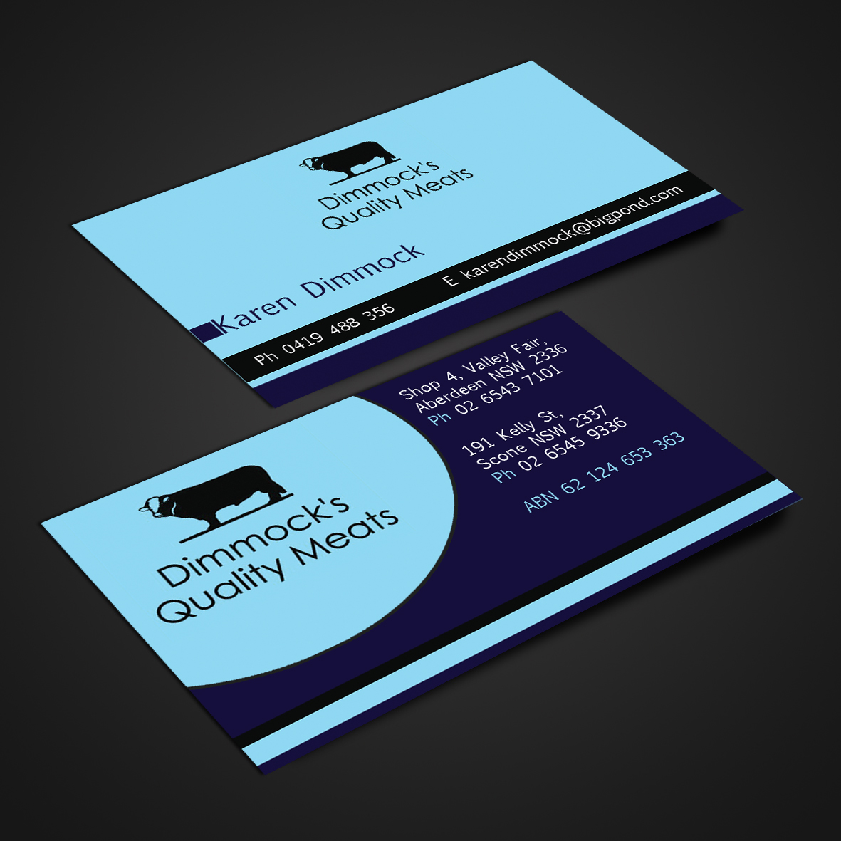Business Card Design by Harshan for Dimmock's Quality Meats | Design #2152960