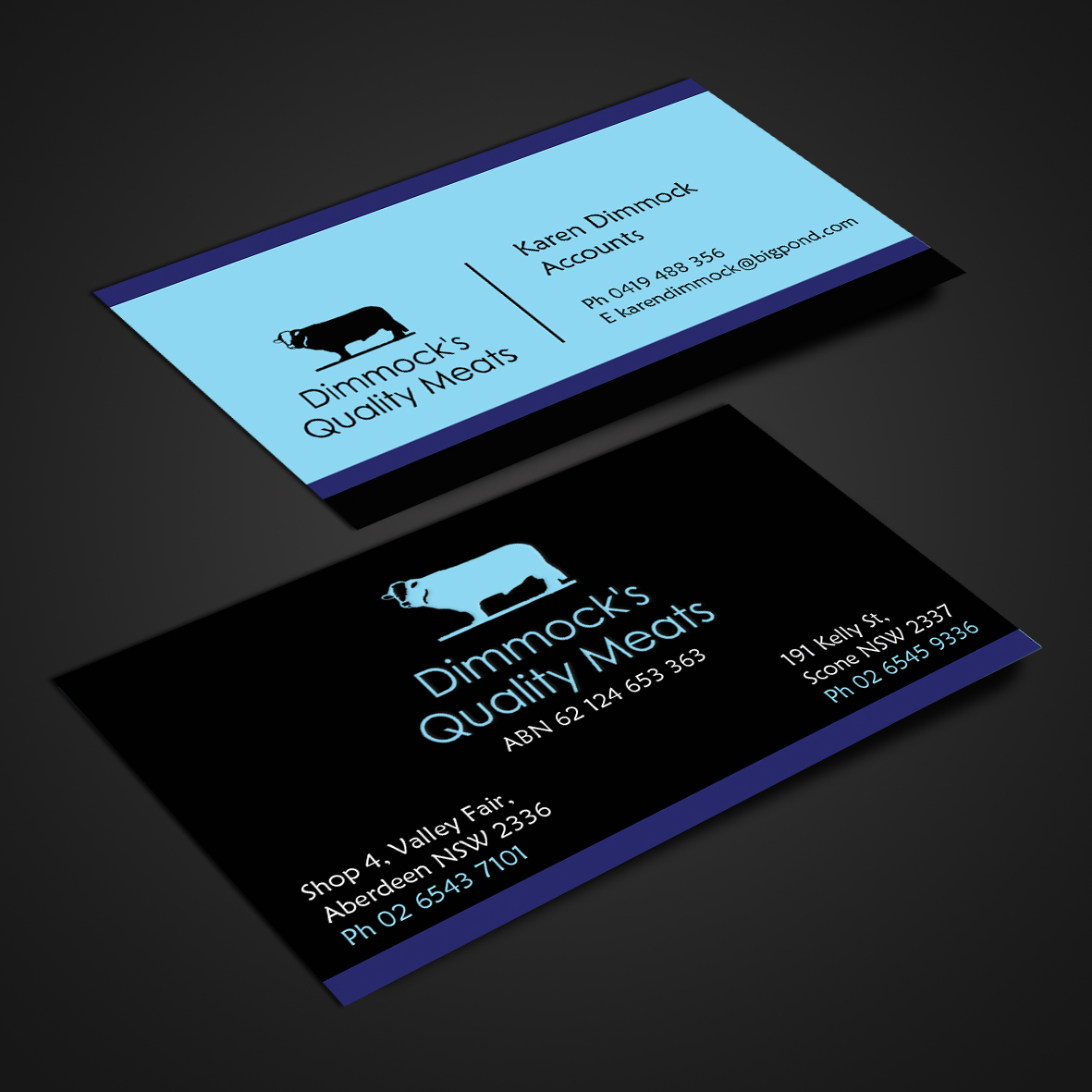 Business Card Design by Harshan for Dimmock's Quality Meats | Design #2153125