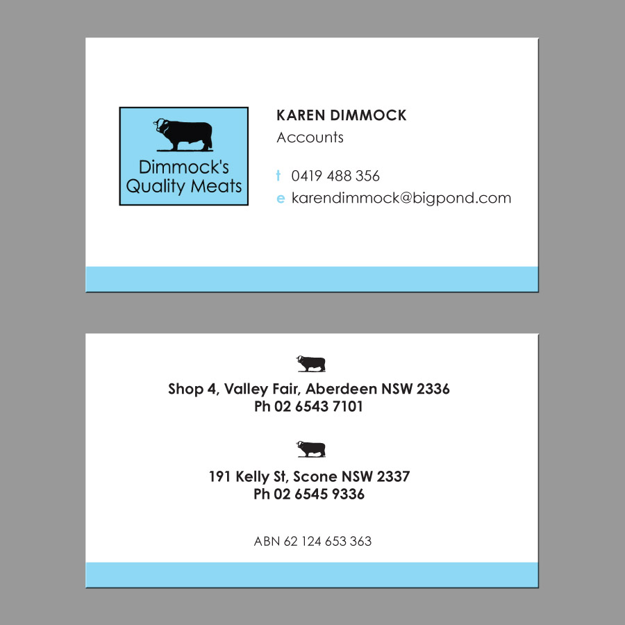 Business Card Design by foo for Dimmock's Quality Meats | Design #2145884