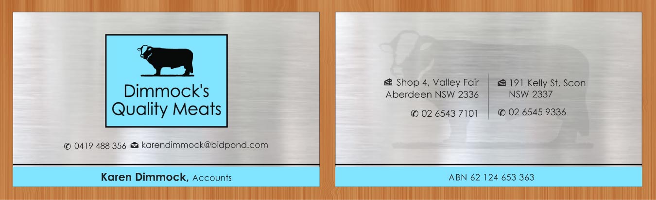 Business Card Design by Sbss for Dimmock's Quality Meats | Design #2149123