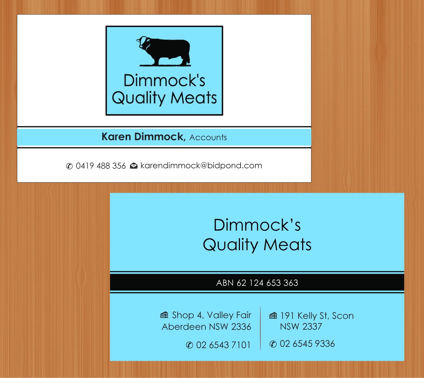 Diseño de Tarjeta de Presentación por Sbss para Dimmock's Quality Meats | Diseño #2149124