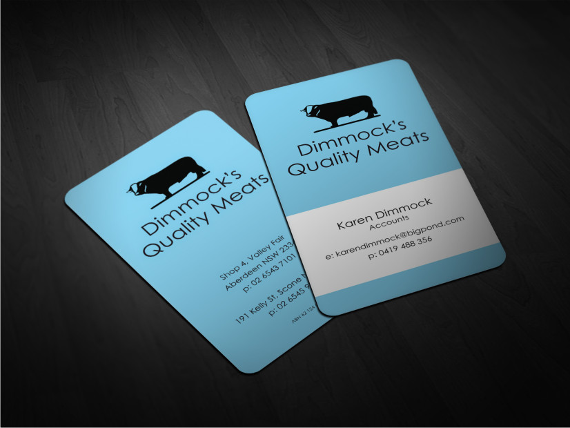 Business Card Design by Atvento Graphics for Dimmock's Quality Meats | Design #2102402