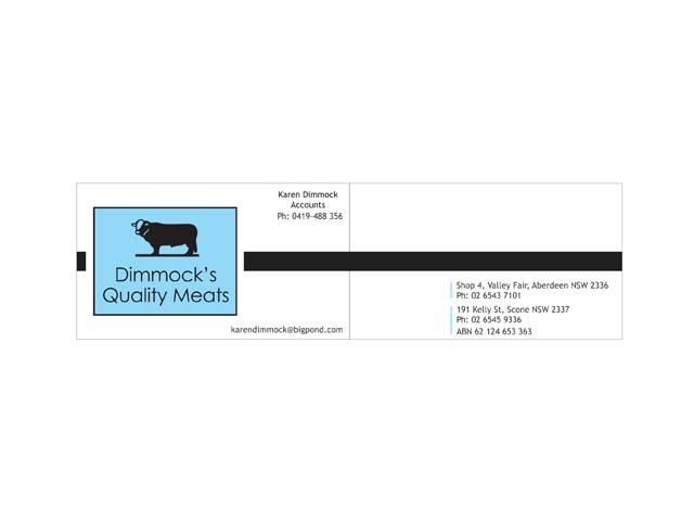 Business Card Design by Arpita for Dimmock's Quality Meats | Design #2097324