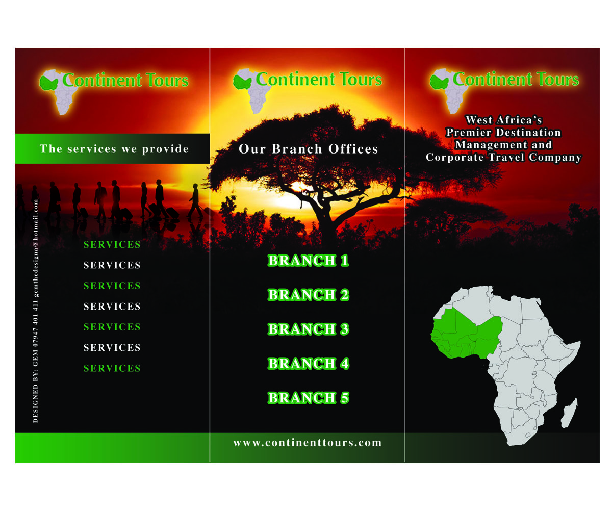 Brochure Design by Marsha Gem Williams for Continent Tours | Design #2047292
