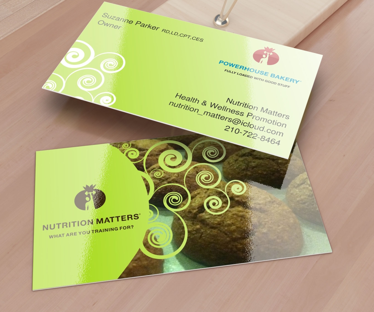 Business Card Design by luiz otavio I DESIGN for Powerhouse Bakery at Nutrition Matters, Inc. | Design #2033752