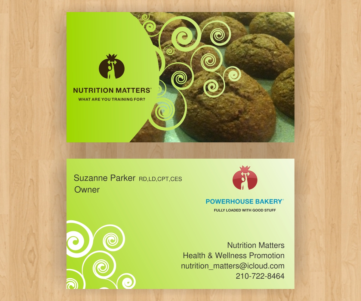 Business Card Design by luiz otavio I DESIGN for Powerhouse Bakery at Nutrition Matters, Inc. | Design #2033754