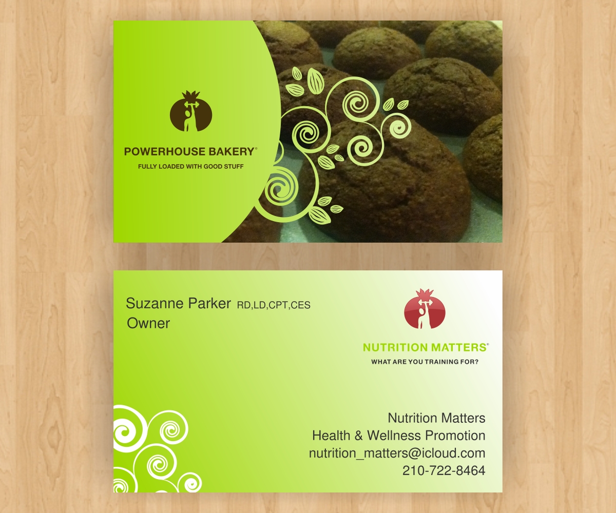 Business Card Design by luiz otavio I DESIGN for Powerhouse Bakery at Nutrition Matters, Inc. | Design #2038321