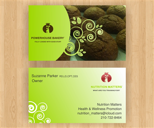 Business Card Design by luiz otavio I DESIGN for Powerhouse Bakery at Nutrition Matters, Inc. | Design: #2038321