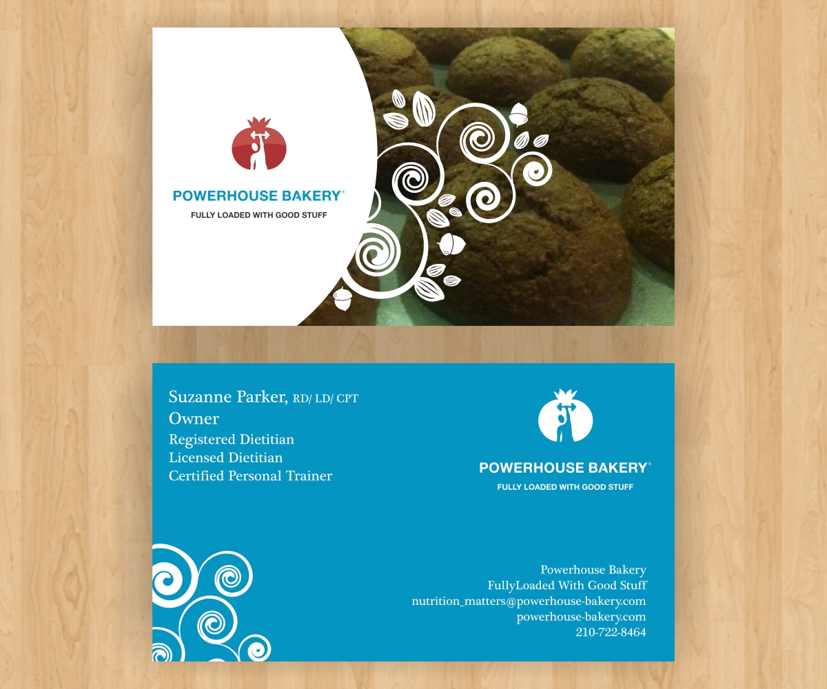 Business Card Design by luiz otavio I DESIGN for Powerhouse Bakery at Nutrition Matters, Inc. | Design #2062532