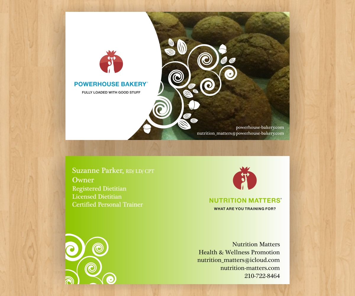 Business Card Design by luiz otavio I DESIGN for Powerhouse Bakery at Nutrition Matters, Inc. | Design: #2063124