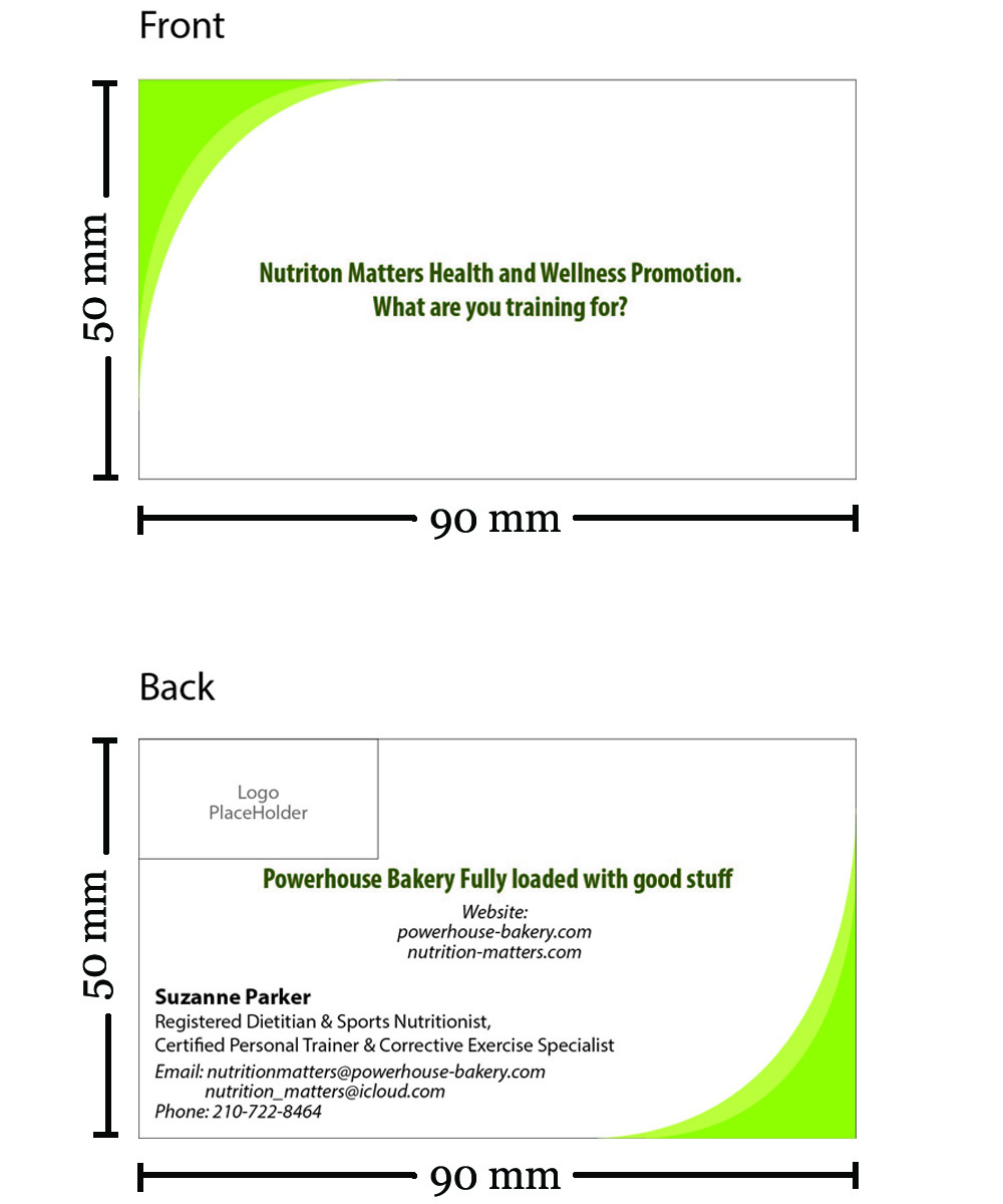 Business Card Design by Rachel.P for Powerhouse Bakery at Nutrition Matters, Inc. | Design #2025358
