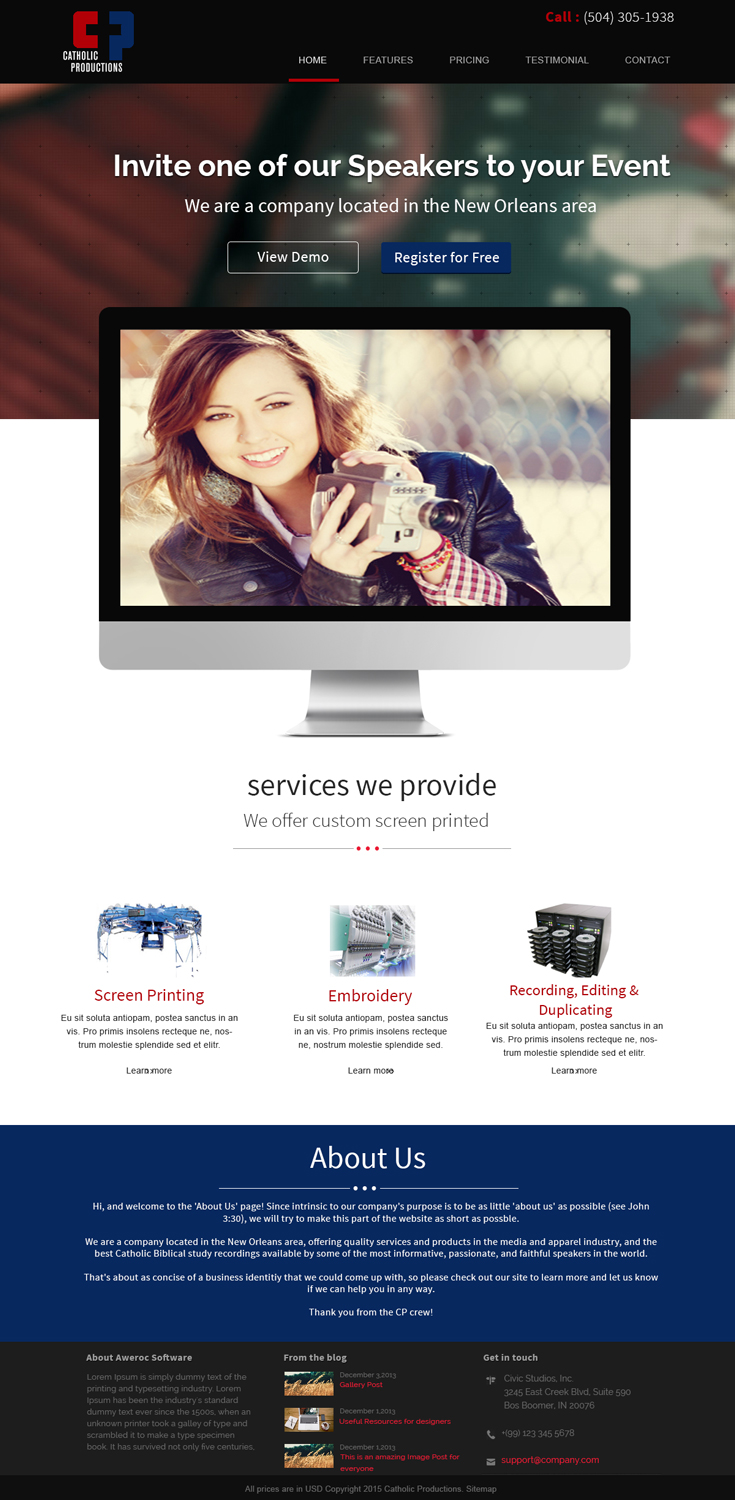 Web Design by webxvision for Catholic Productions | Design #9232497