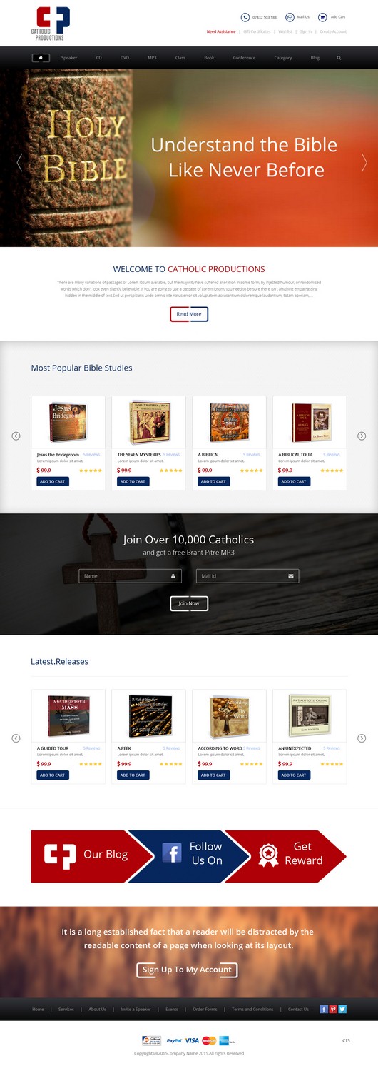 Diseño Web por pb para Catholic Productions | Diseño #9185779