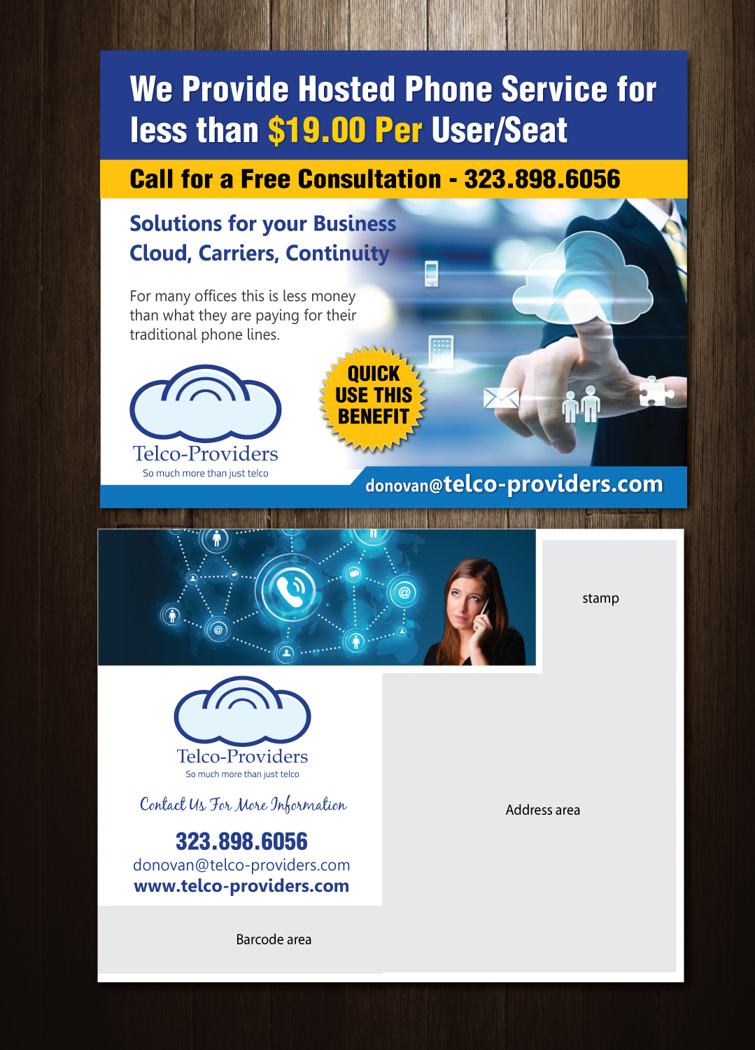 Postcard Design by meet007 for Telco-Providers | Design #9177485