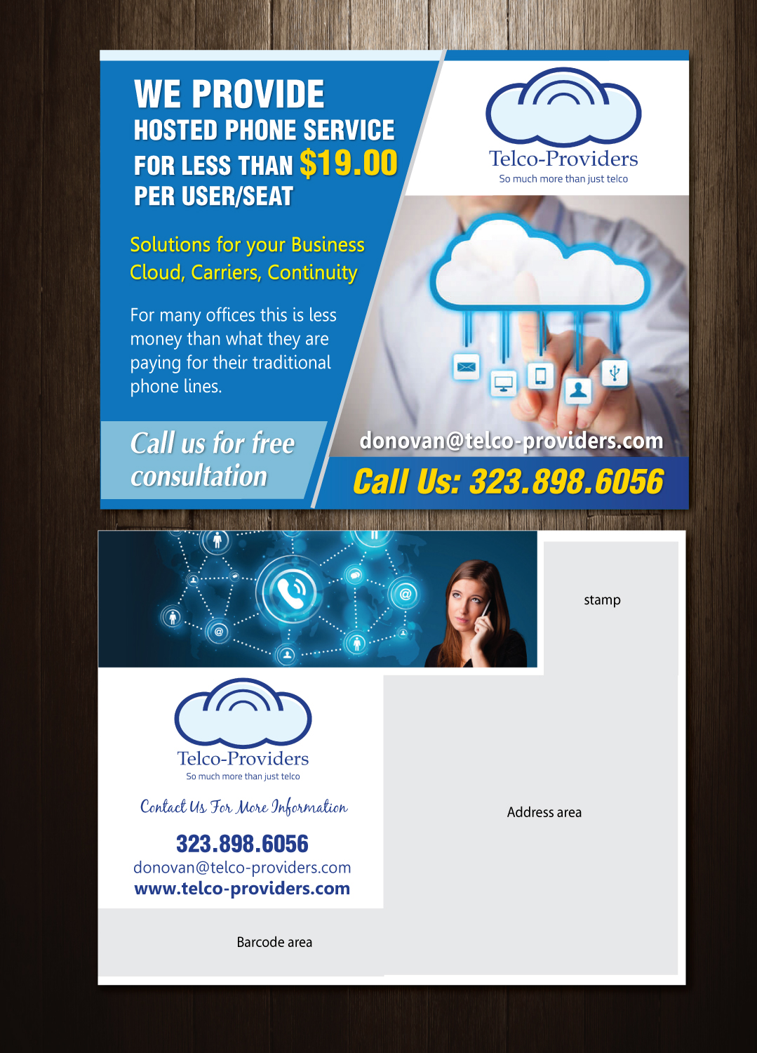 Postcard Design by meet007 for Telco-Providers | Design #9177706