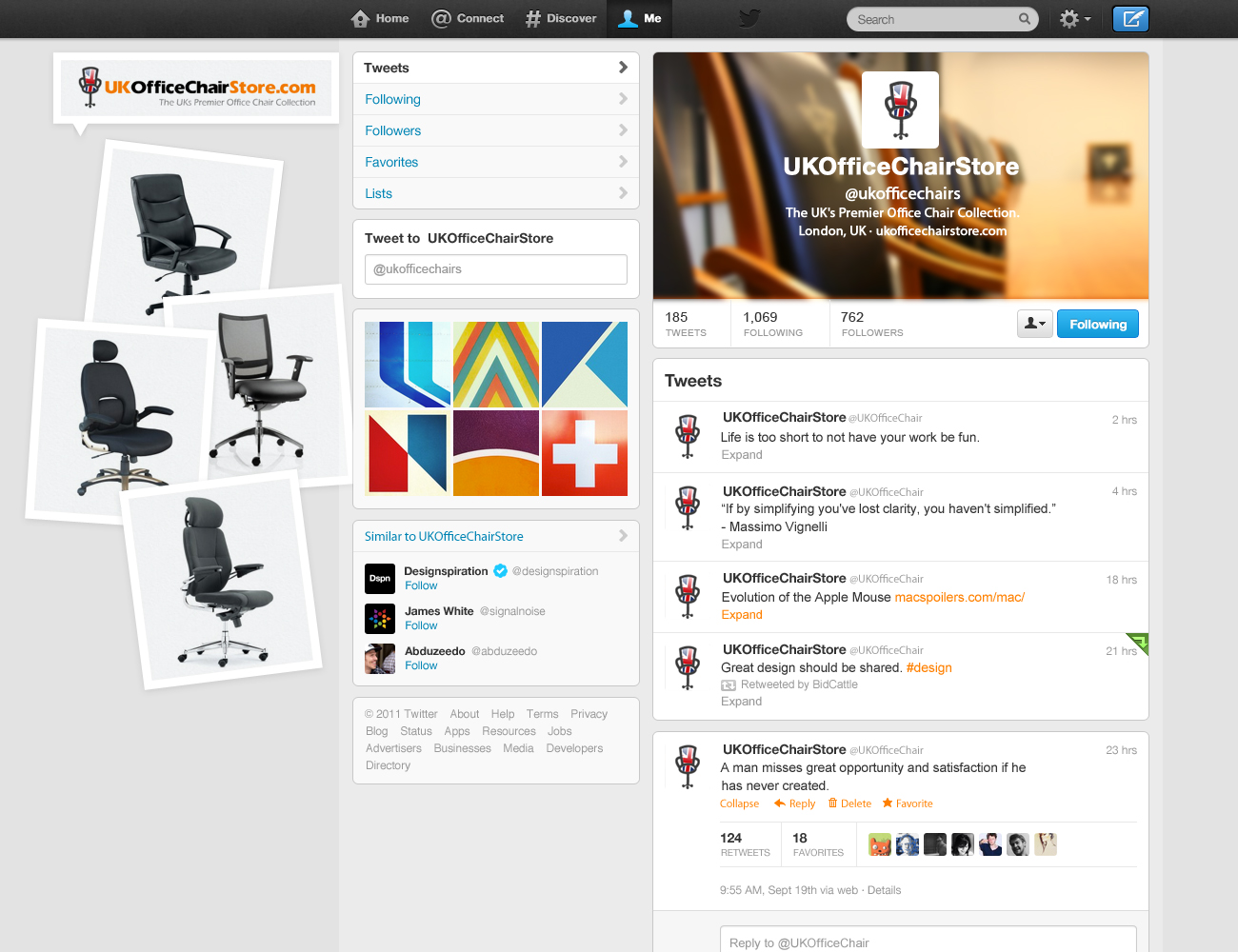 Twitter Design by nisarzenith for UK Office Chair Store | Design #2061411