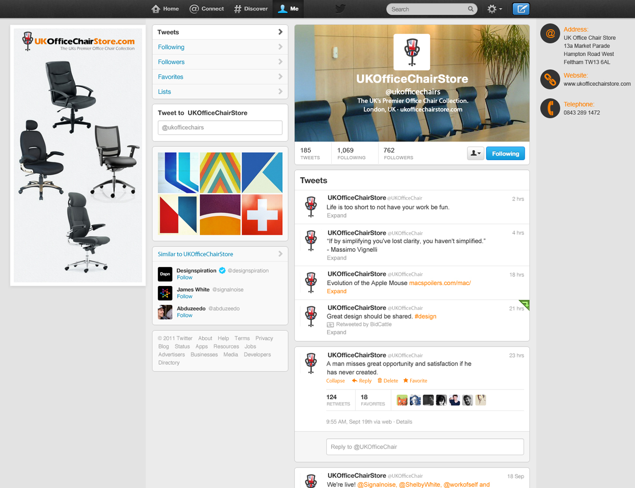 Twitter Design by nisarzenith for UK Office Chair Store | Design #2061624