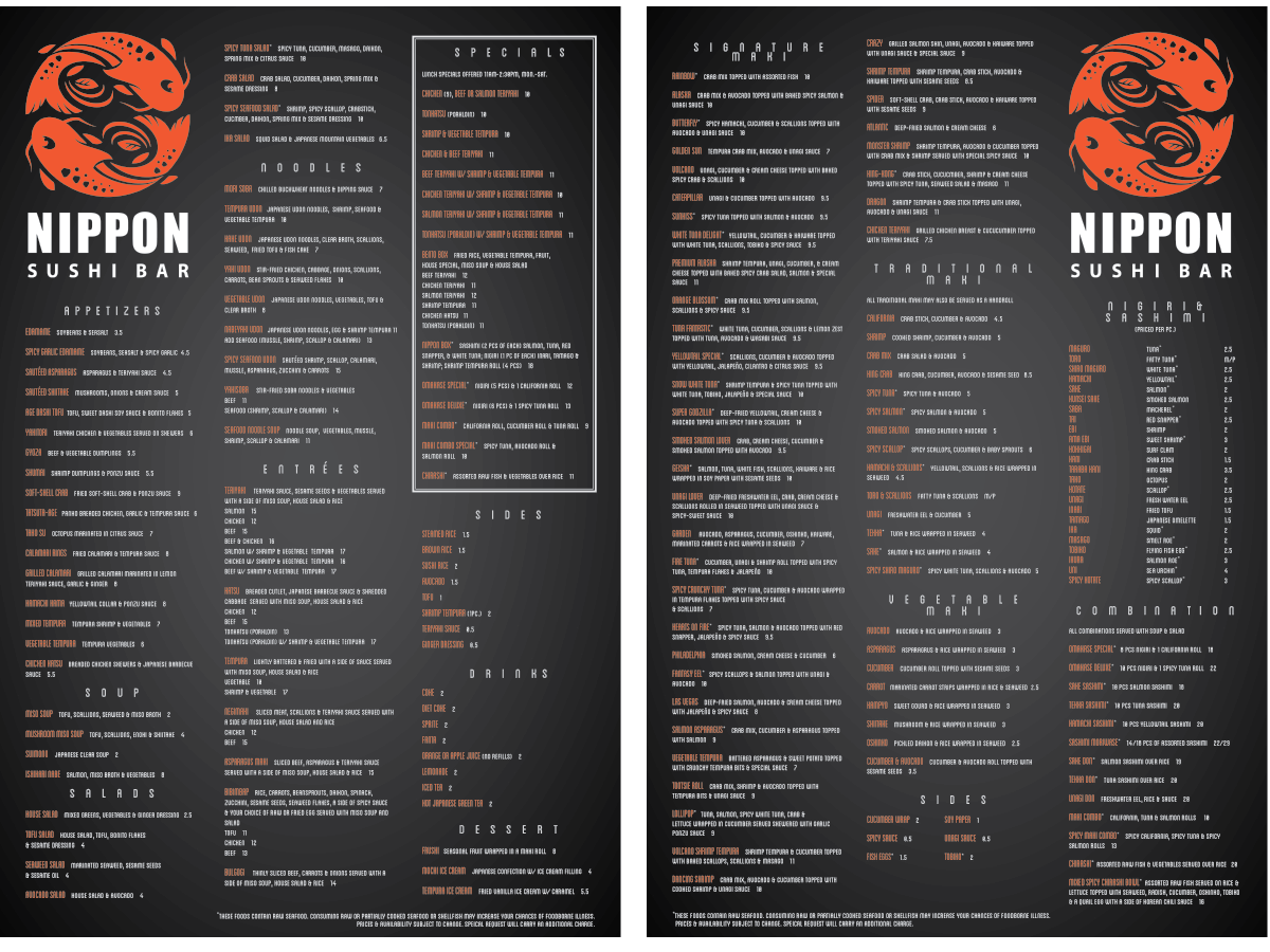 Menu Design by Coleen Designs for this project | Design #2043980