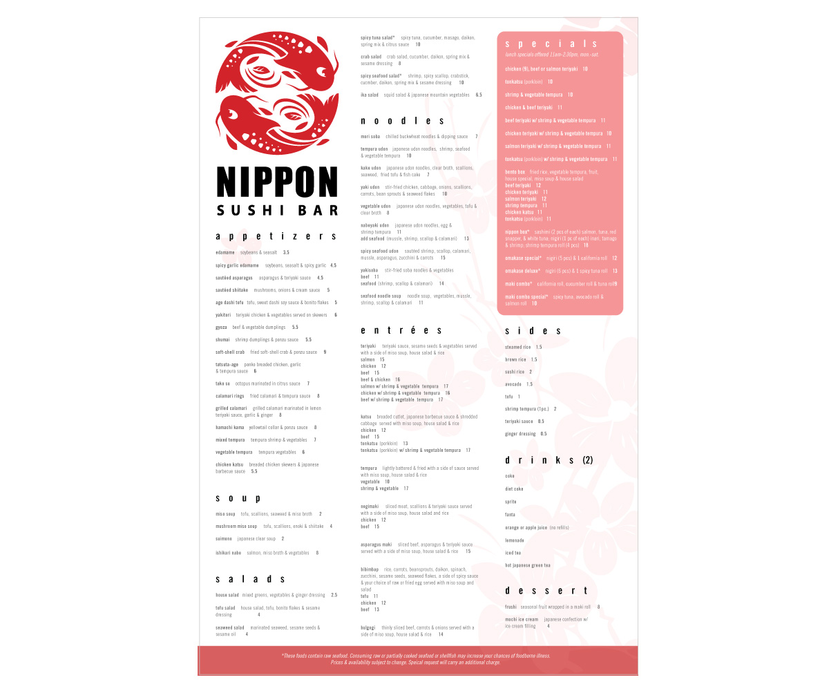 Menu Design by vanessasitsonthewall for this project | Design #2034584